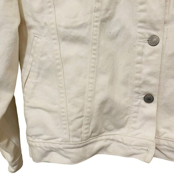 Vintage Jordache Jean Jacket Coat Hand Painted Floral Design White Size Large - Picture 8 of 11